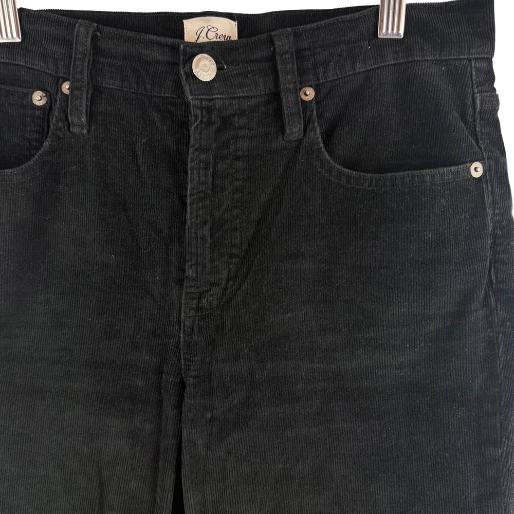 J.Crew Vintage Slim Straight Pants Womens 28 Black Corduroy Stretch MidRise